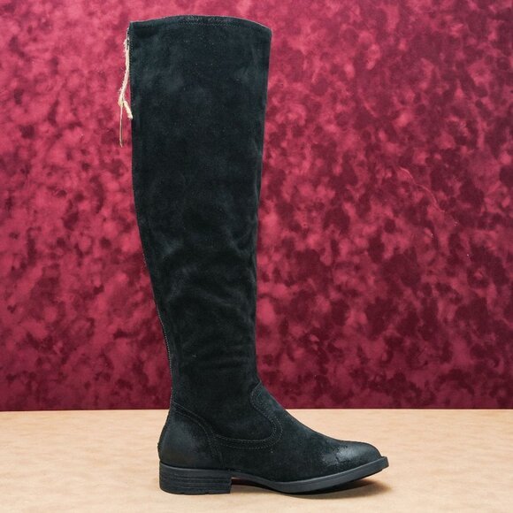 Born Borman Womens Black Distressed Leather Knee High Boots Size 6M - Picture 1 of 8
